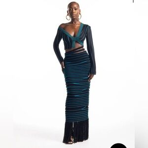 NWT Hanifa Layered Tassle Skirt